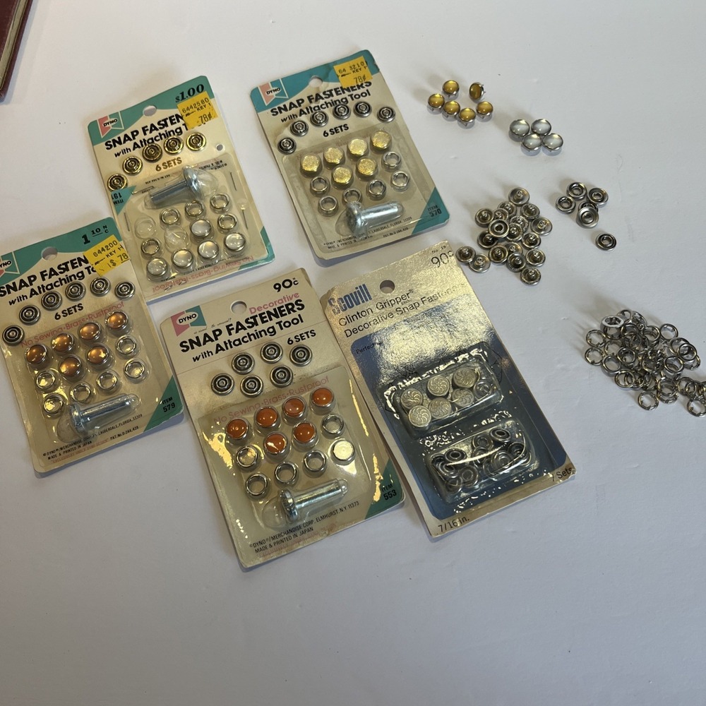 Snap Fasteners with Attaching Tool 6 sets—includes 5 Packages Plus Loose